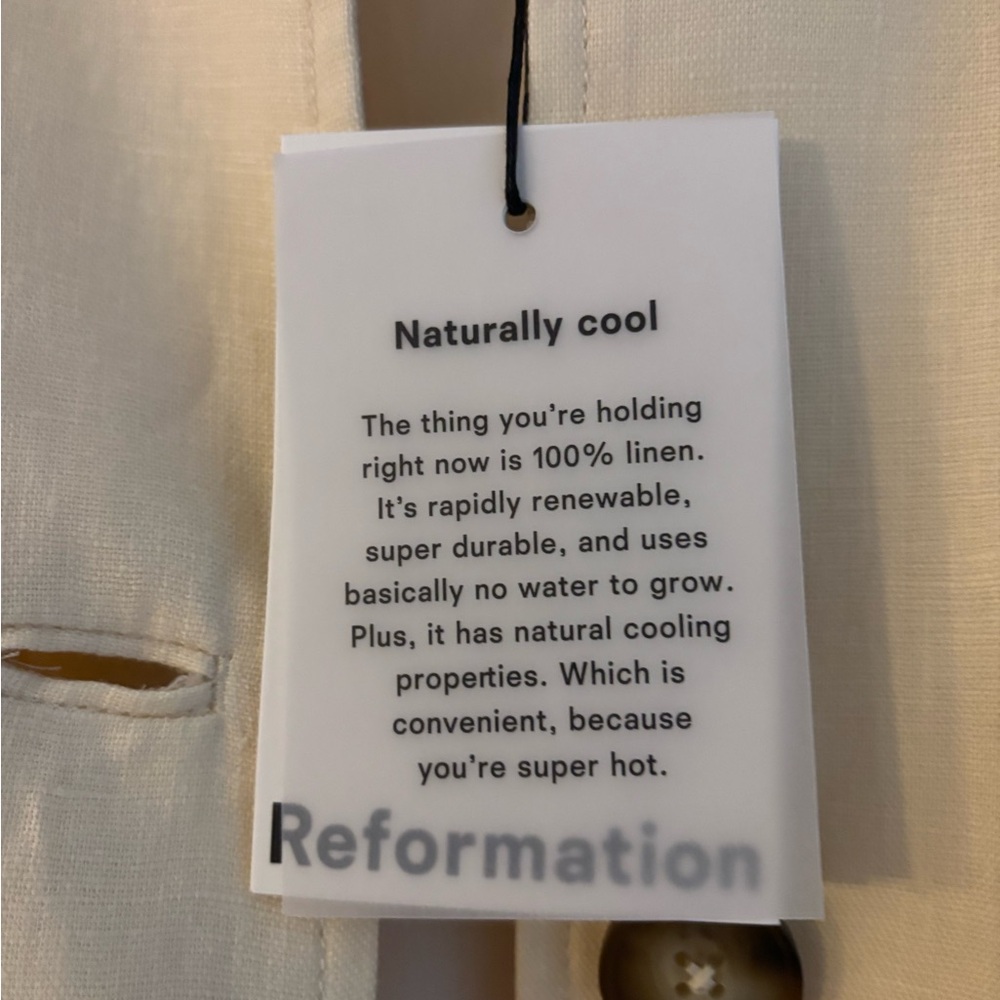 Reformation Irene Linen Button-Up Trench Coat in Sugar - Picture 8 of 10
